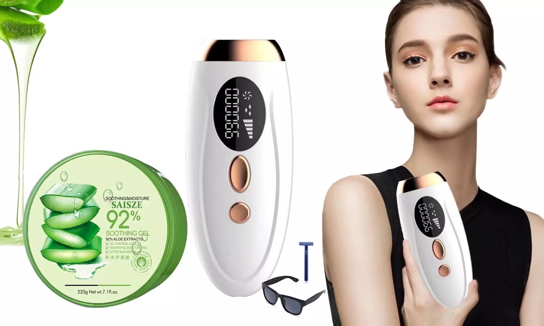 Laser Hair Removal Hair Removal Device Hair Remover Aloe Vera Gel for Women - Primary Image