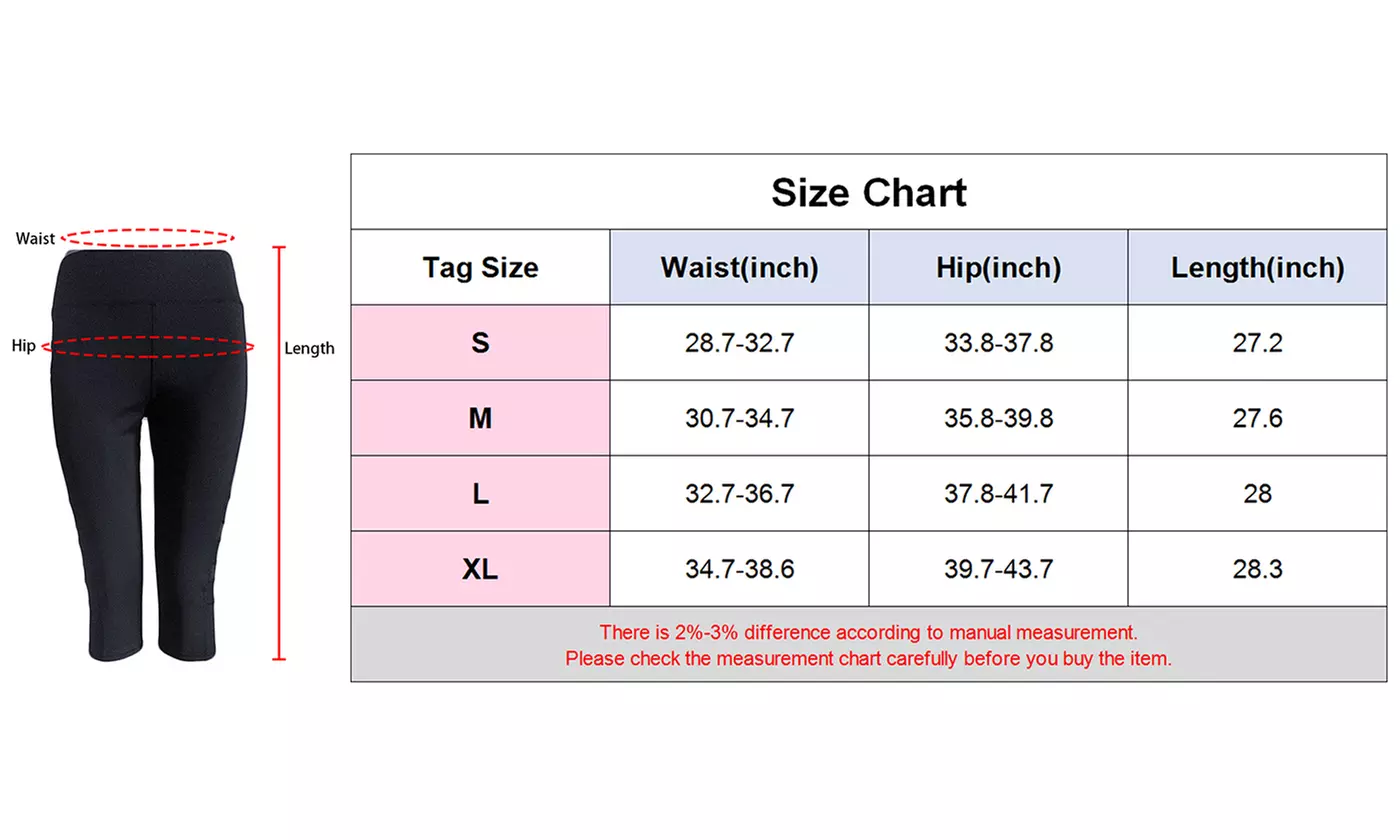 Womens High Waist Fitness Workout Capris Yoga Leggings With Pockets 