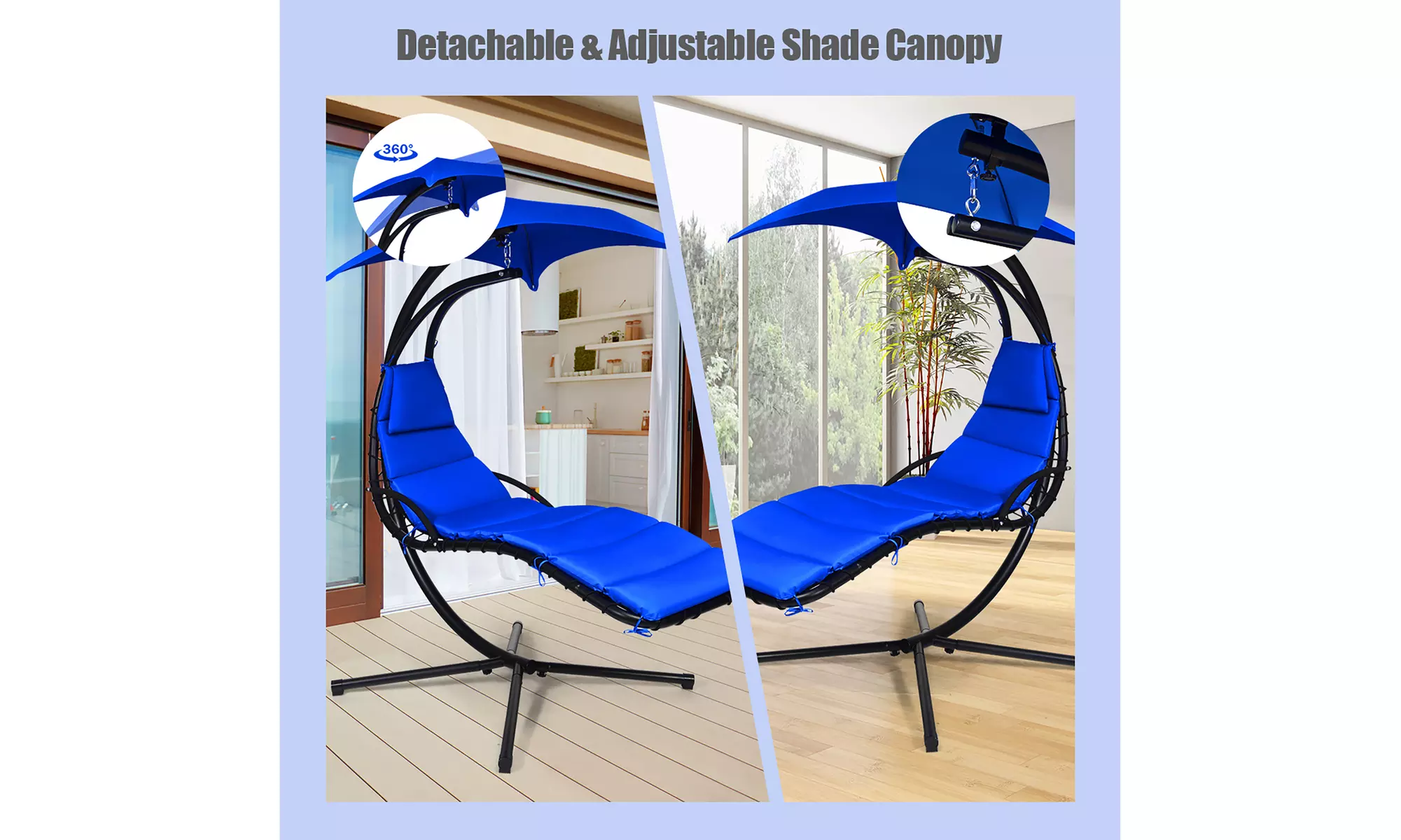 Costway Hanging Swing Chair Hammock Chair w/ Pillow Canopy Stand 3 colors