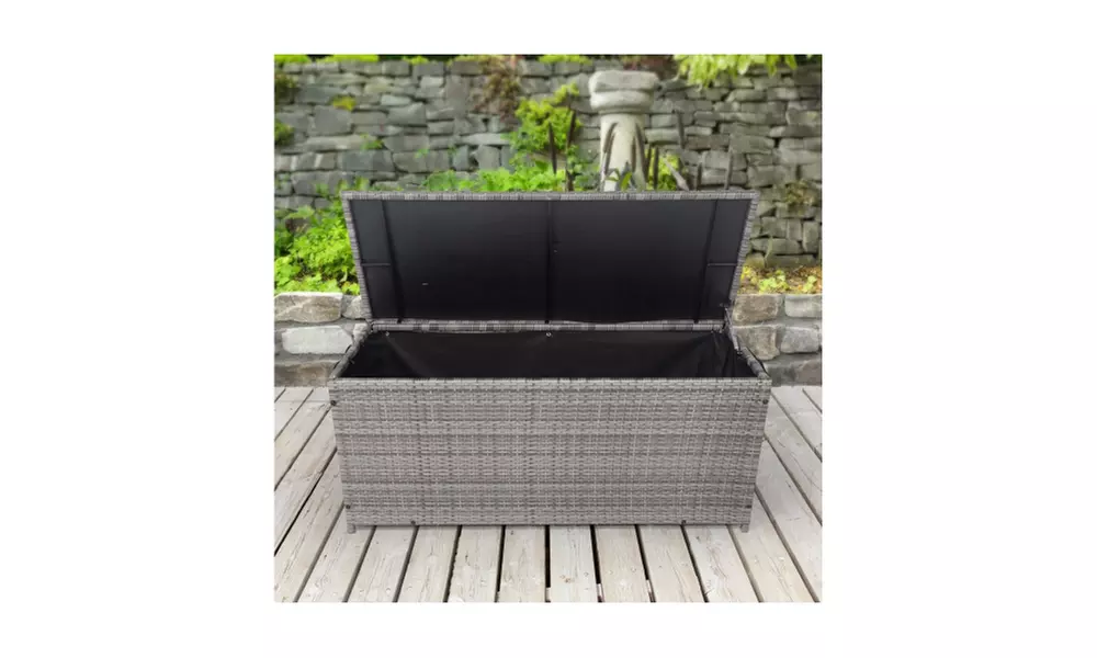 Outdoor Storage Box, 113 Gallon Wicker Patio Deck Boxes with Lid - Second Medium