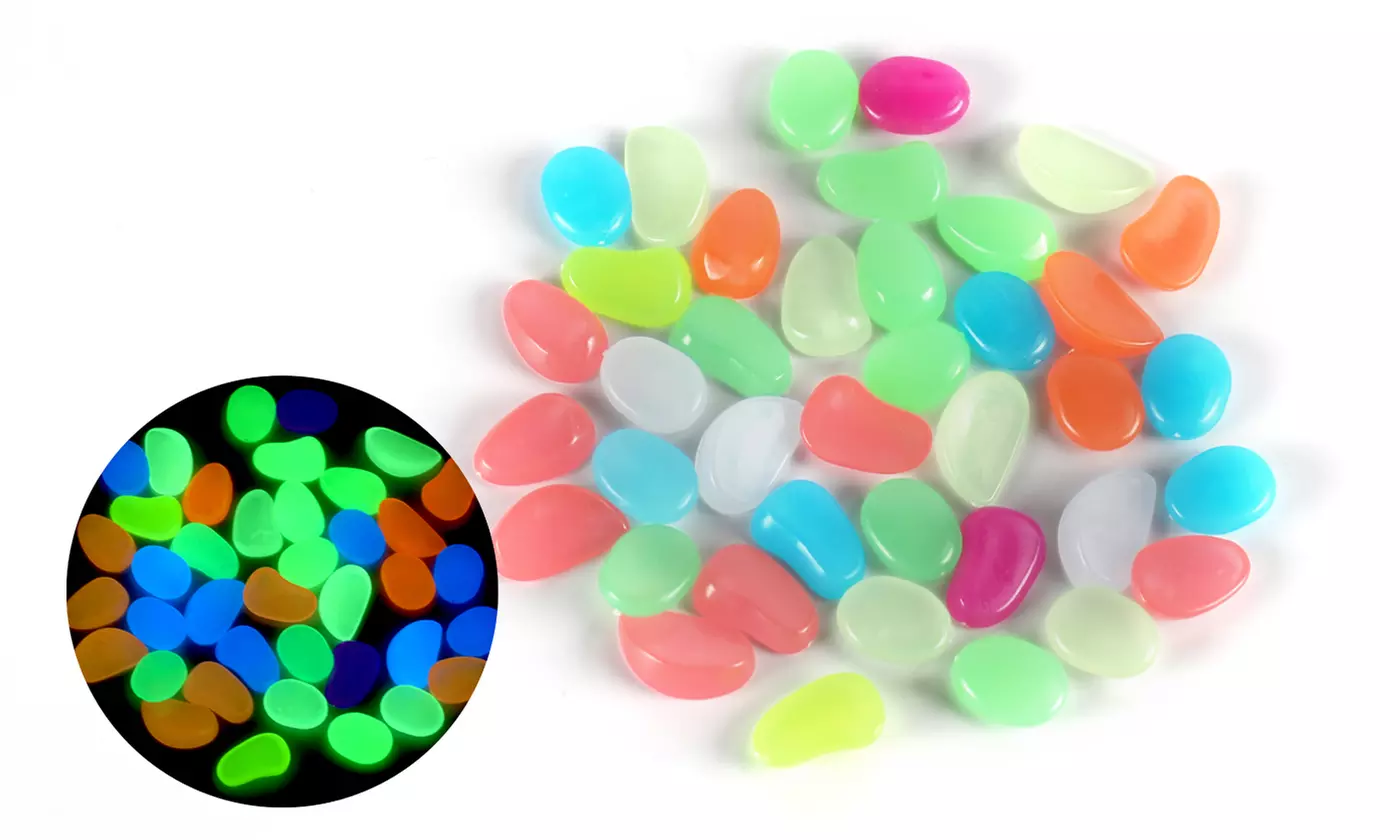100 or 200 Pcs Glow Pebbles Stones Rocks Glow in the Dark Luminous High Bright