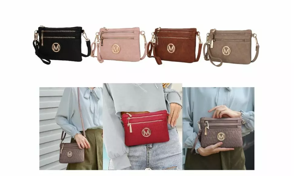 MKF Collection Ronnie Leather Crossbody Purse or Clutch with Double Zipper - Primary Image