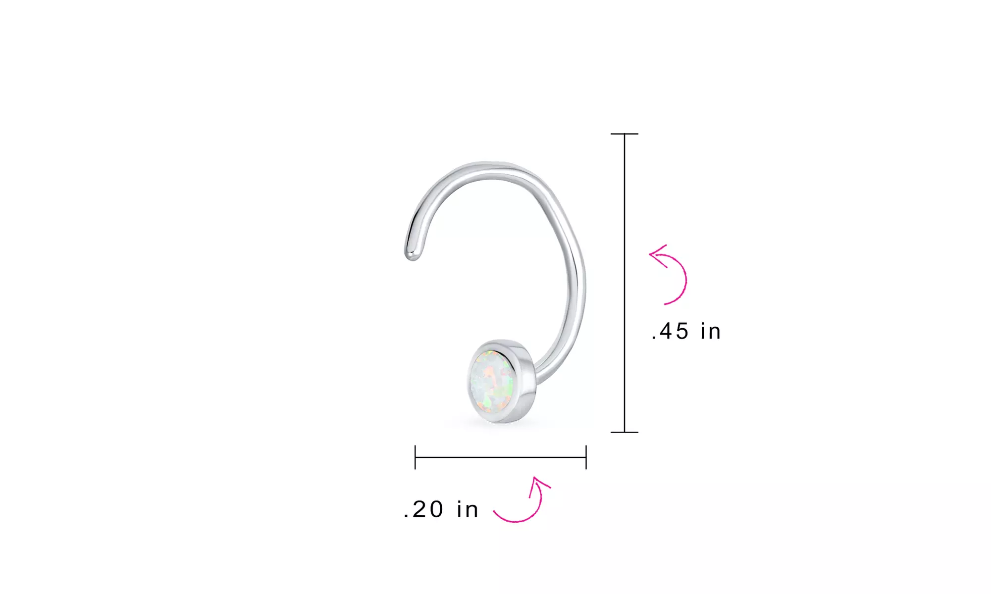 Band Cartilage Wrap White Opal Cuff Ear Earrings .925 Sterling Silver - Second Medium