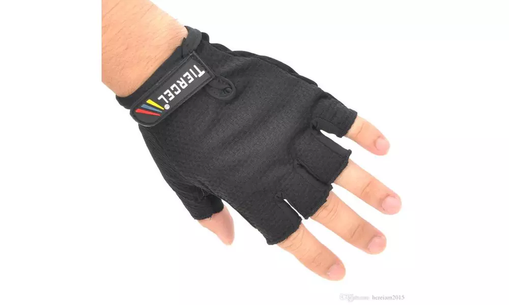Outdoor Fingerless Cycling Gloves - Blue, Red or Black - Primary Image