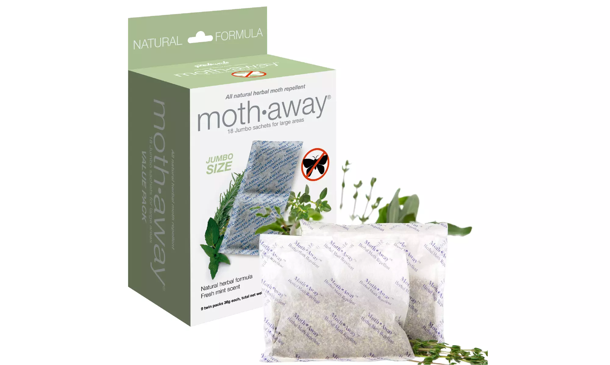 Moth Away All Natural Herbal Moth Repellent Sachets (Standard or Jumbo Sized)
