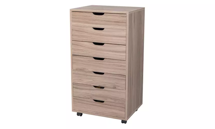 7 Drawers Mobile Wooden File Cabinet with Lock Wheels,for Office Home - Primary Image