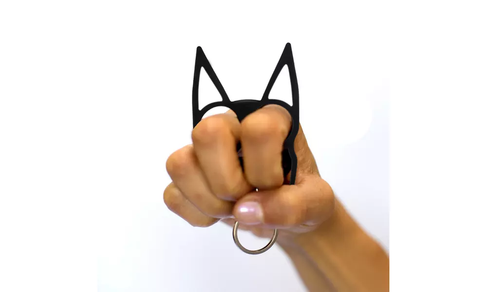 Self Defense Cat Ears Keychain - Black, Bronze and Pink - Primary Image