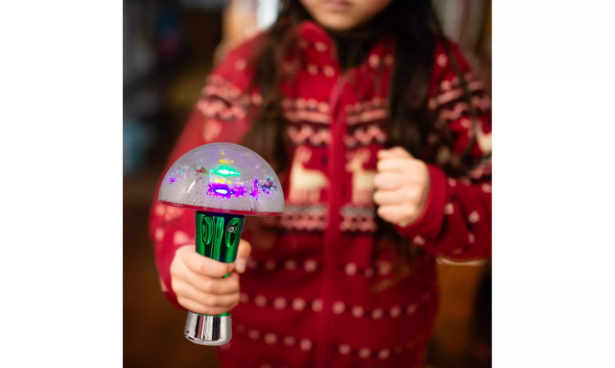 LED Light Up Christmas Tree Snow Globe Spinner Wand Toy for Kids - Second Medium