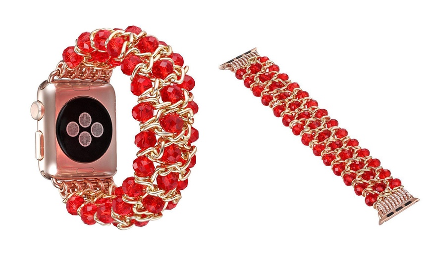 Image 13: Bling Agate Beads Bracelet Watch Strap for Apple Watch Series 5 4 3 2 1 