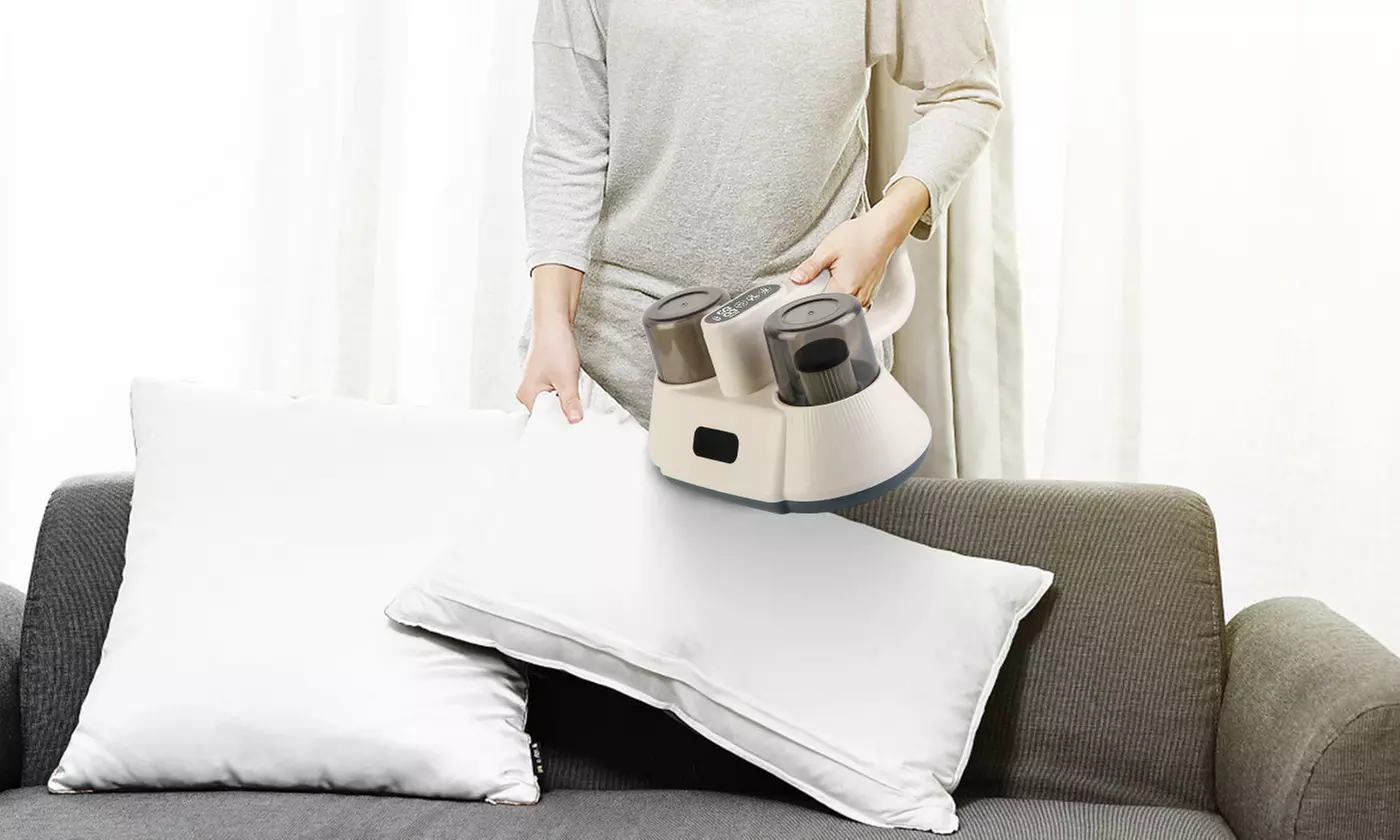 NewHome Cordless Bed Vacuum with UV-C Sanitization and Double-Cup Filtration