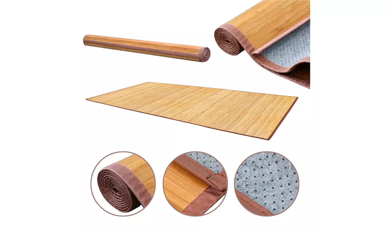 Bamboo Floor Mat 24" x 72" Non-Skid Waterproof Bamboo Area Rug Floor Carpet  - Primary Image