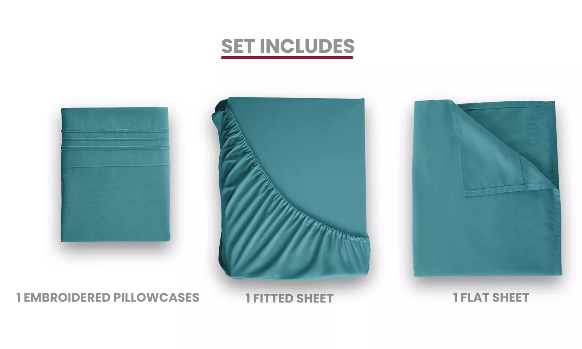 Lux Decor 4Pc Deep Pocket Sheet Set With Embroidered Pillowcases & Giftable Bag