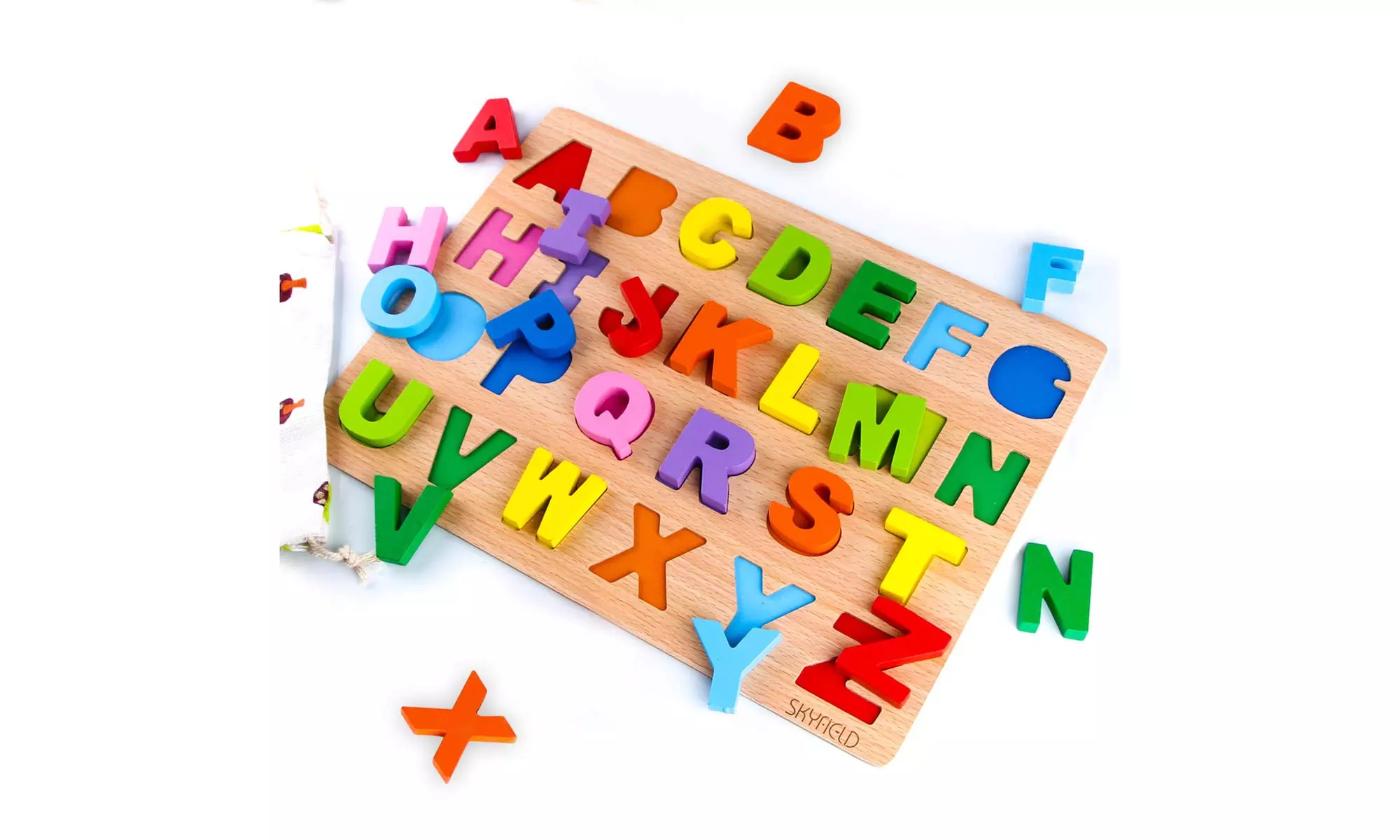 SKYFIELD Wooden Alphabet Puzzles, Abc Puzzle Board for Toddlers 2 - 6 - Primary Image