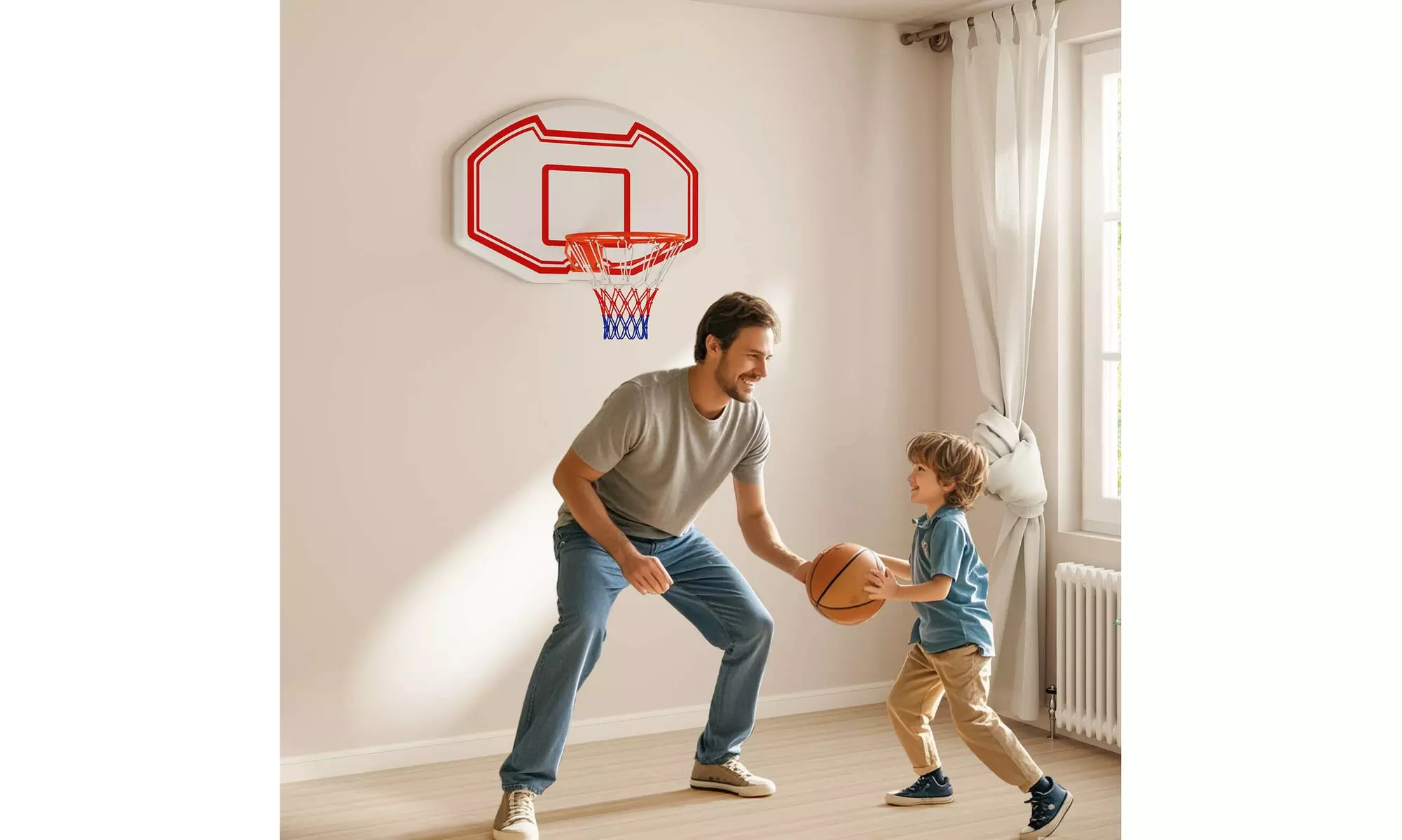 Costway Wall-Mounted Basketball Hoop with Shatter-Proof Backboard