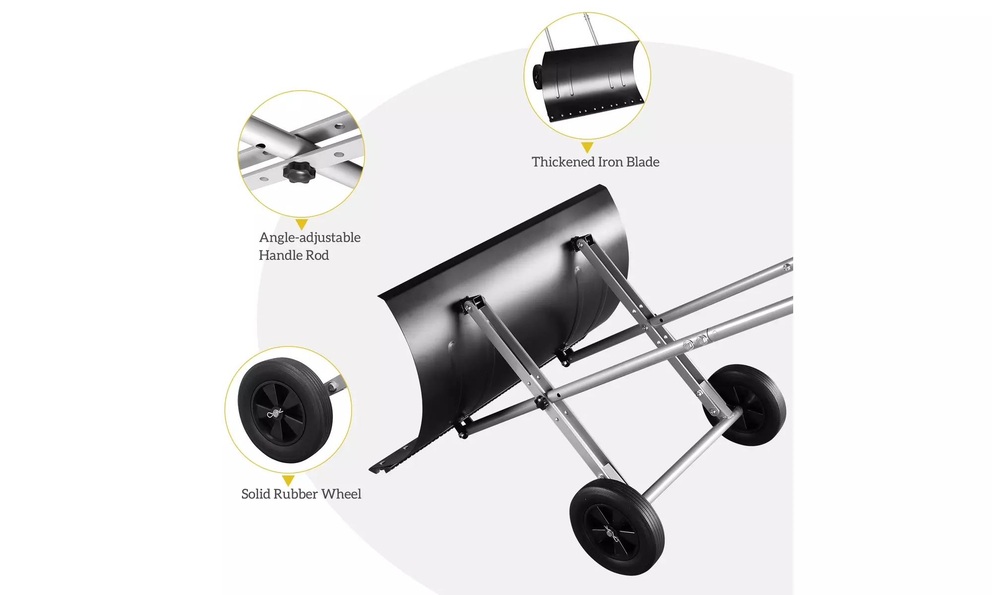 Adjustable Wheeled Heavy Duty Rolling Snow Pusher Efficient Snow Plow  - Second Medium