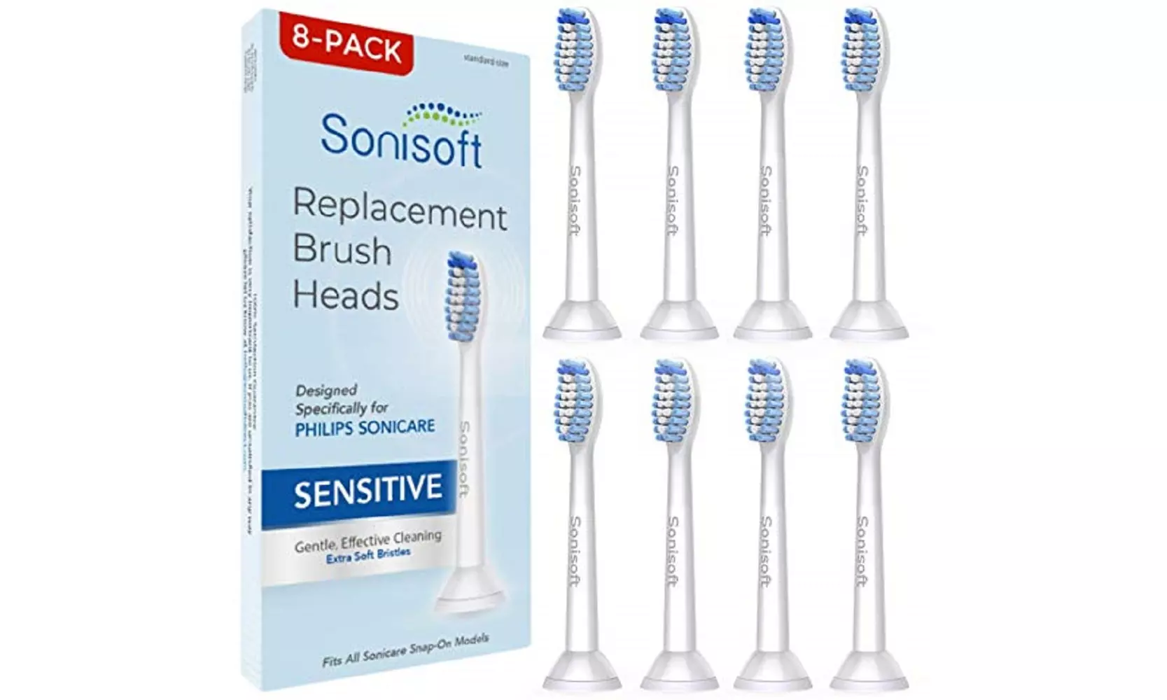 Sonisoft Sensitive Replacement Toothbrush Heads (8-Pack) - Brush Heads  - Second Medium