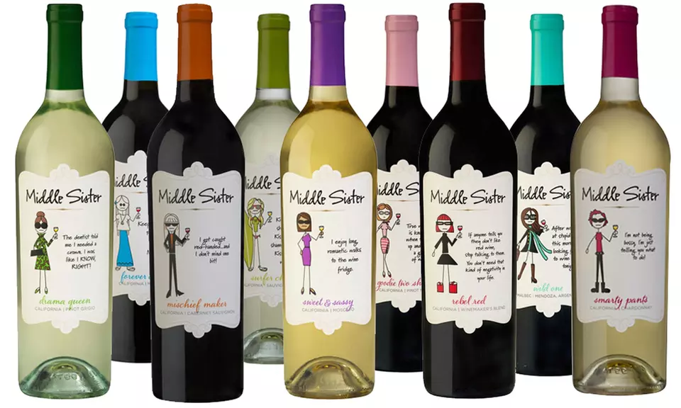 Middle Sister Red or White Wine 6 Pack Shipping Included - Primary Image