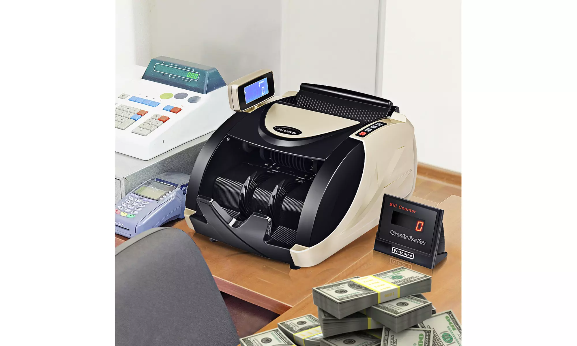 Currency Counter Money Cash Countting Machine Counterfeit Bill Detector UV MG - Primary Image