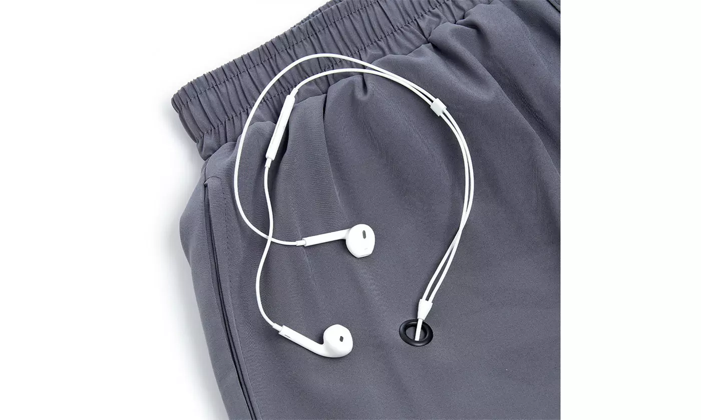 Men's 2 in 1 Running Compression Tights Pants Workout Sweatpants with Towel Loop