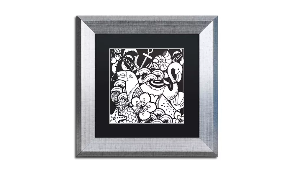 Hello Angel 'Island Fun' Matted Silver Framed Art - Primary Image