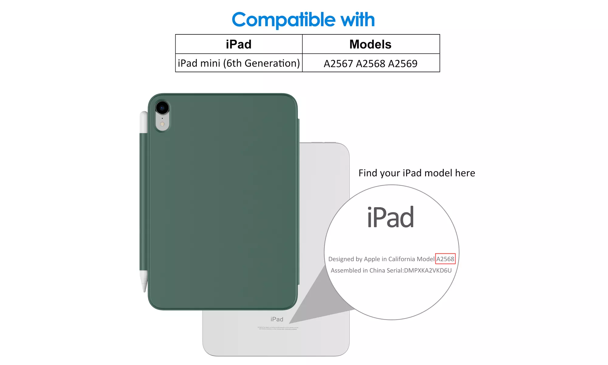 Case for iPad Mini 6 (2021 Model), Magnetic Attachment, Auto Wake/Sleep