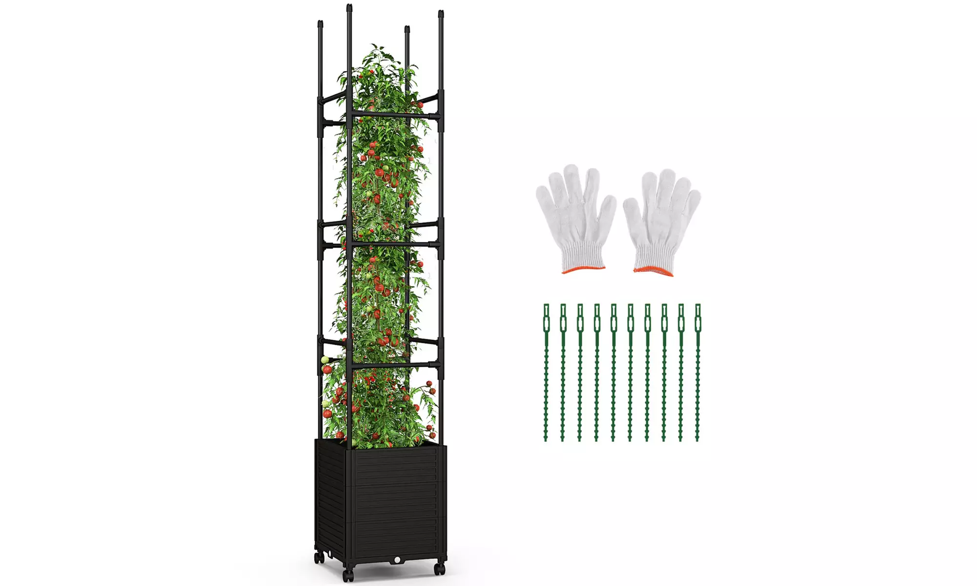 Costway Raised Garden Bed with Trellis and Wheels Self-Watering Planter Box - Primary Image