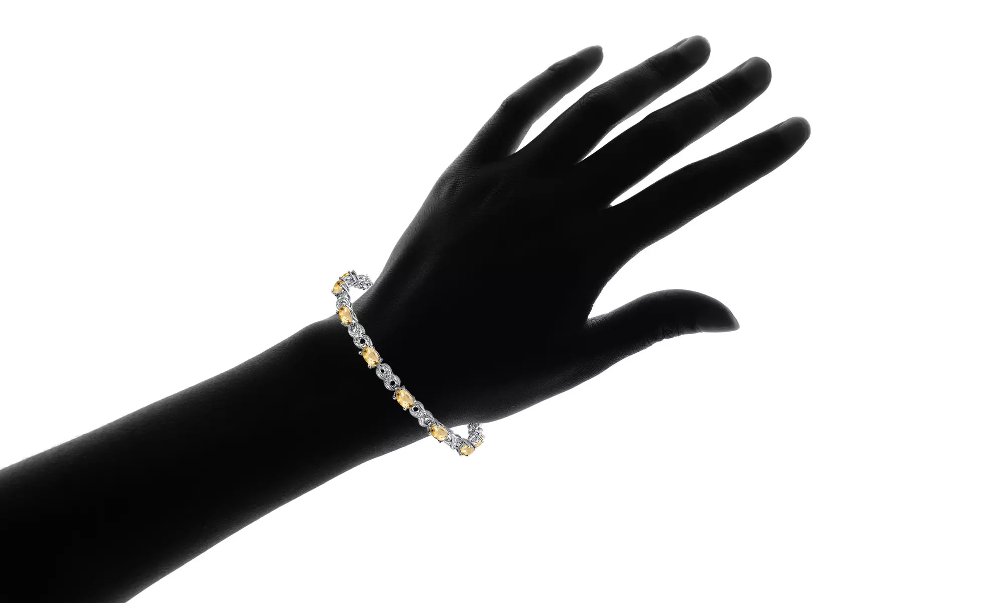 Genuine Citrine Gemstone and Diamond Accent Infinity Link Bracelet