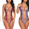 Image 1: Women Soft Deep V Lingerie Lace Babydoll Mini Bodysuit Lingerie Set