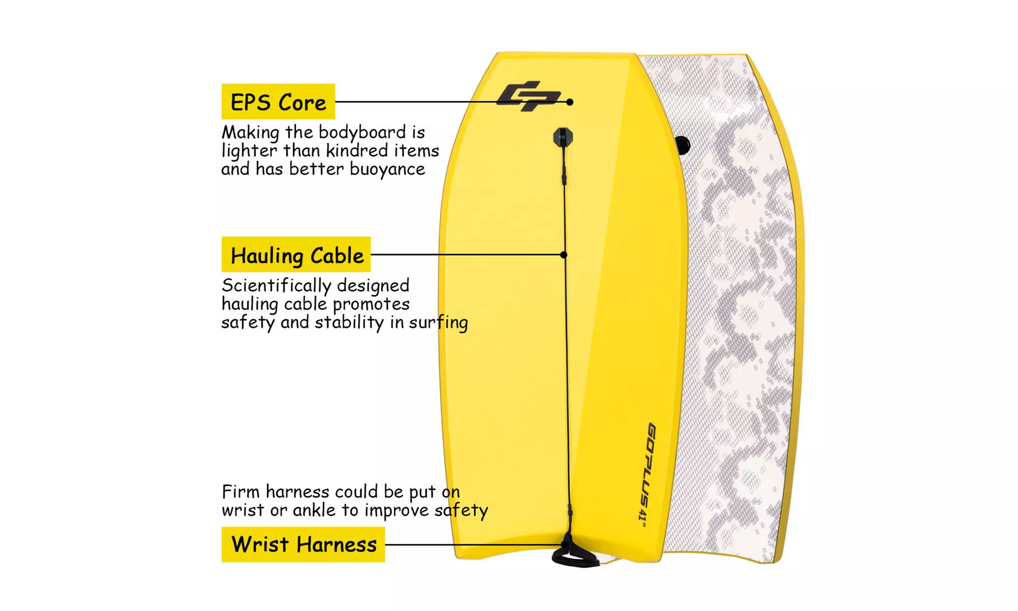 42'' Lightweight Super Bodyboard Surfing W/Leash IXPE Deck EPS Core Boarding