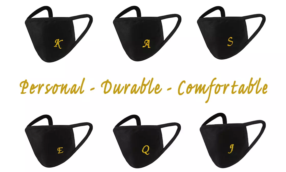 MAKA Black Cotton Initial Face Protective Mask - Durable and Reusable - Primary Image