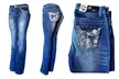 Mid-Rise Sexy Boot-Cut Denim Lift Jeans with Gems & Rhinestones - Second Medium