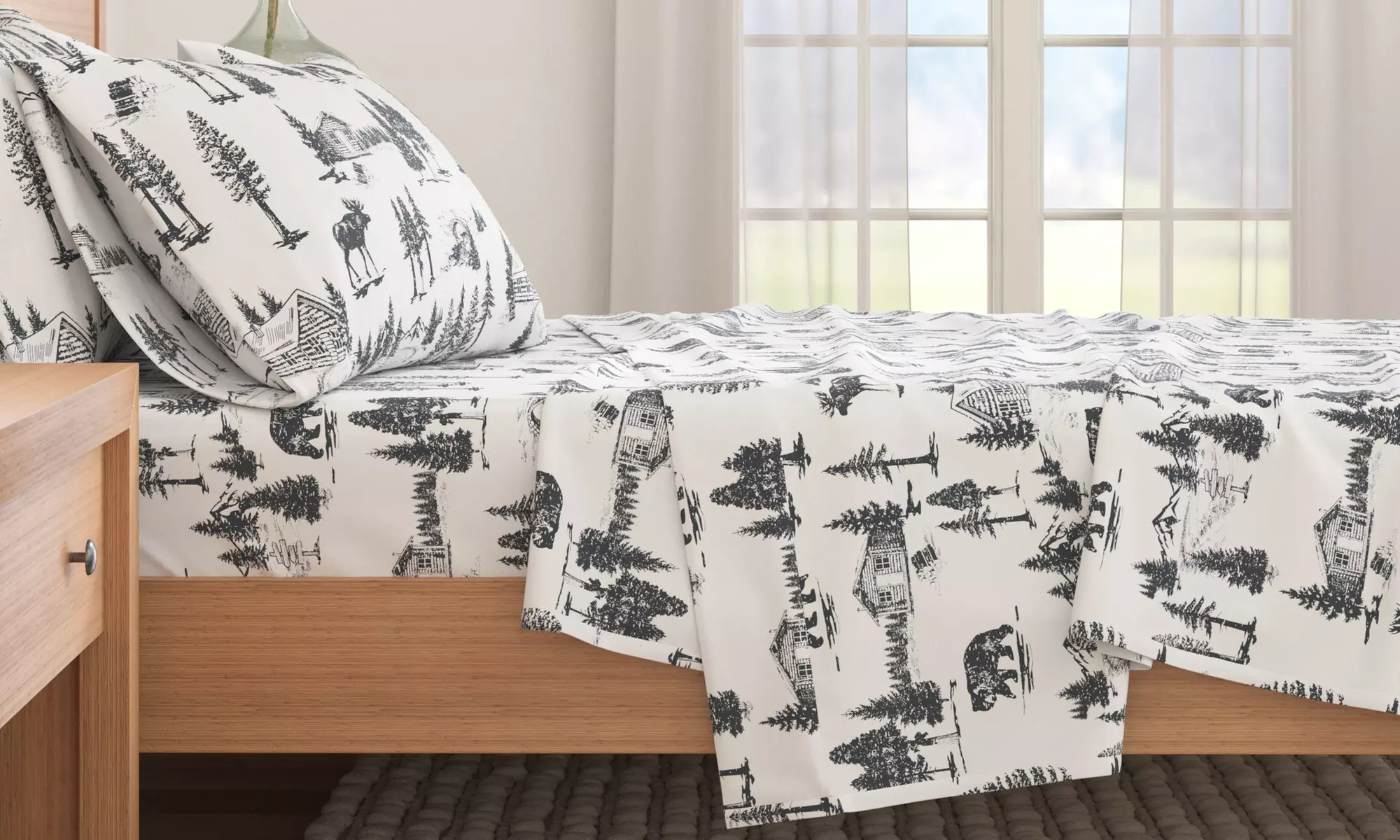 Nature Print Turkish Cotton Flannel Sheet Set