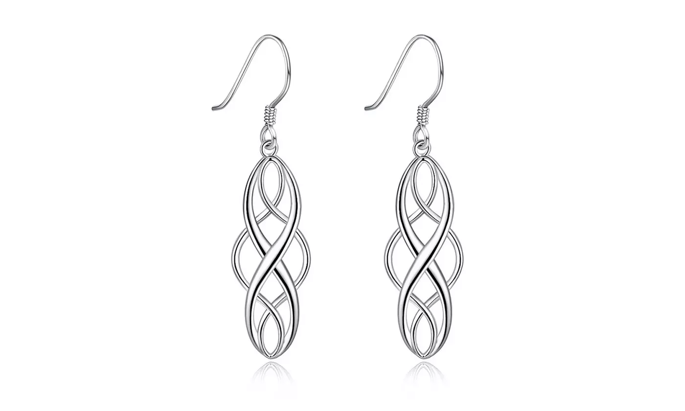 925 Sterling Silver Celtic Swirl Drop Earrings