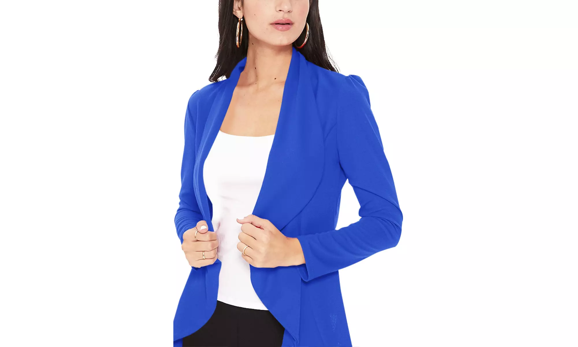 Casual Long Sleeves Open Front Office Wear Solid Blazer Jacket S-3XL