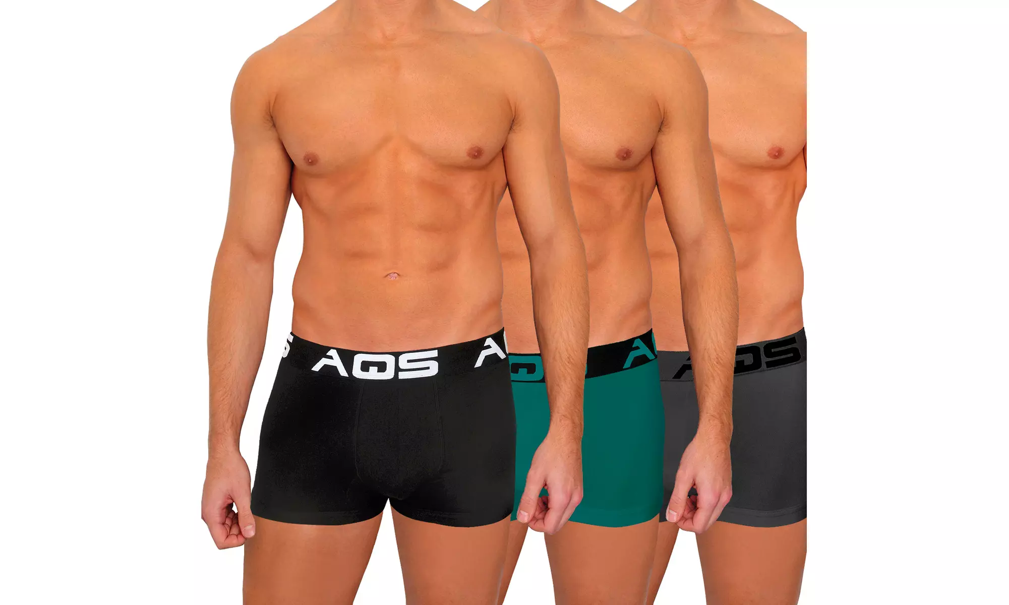 AQS Men's Short Cut Boxer Briefs - 3 Pack