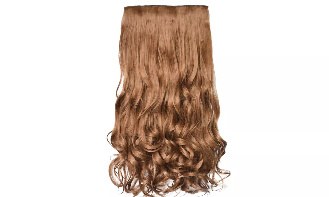 24 inch Long Curly Wavy Wigs 5 Clips In Hair Full Head Extension