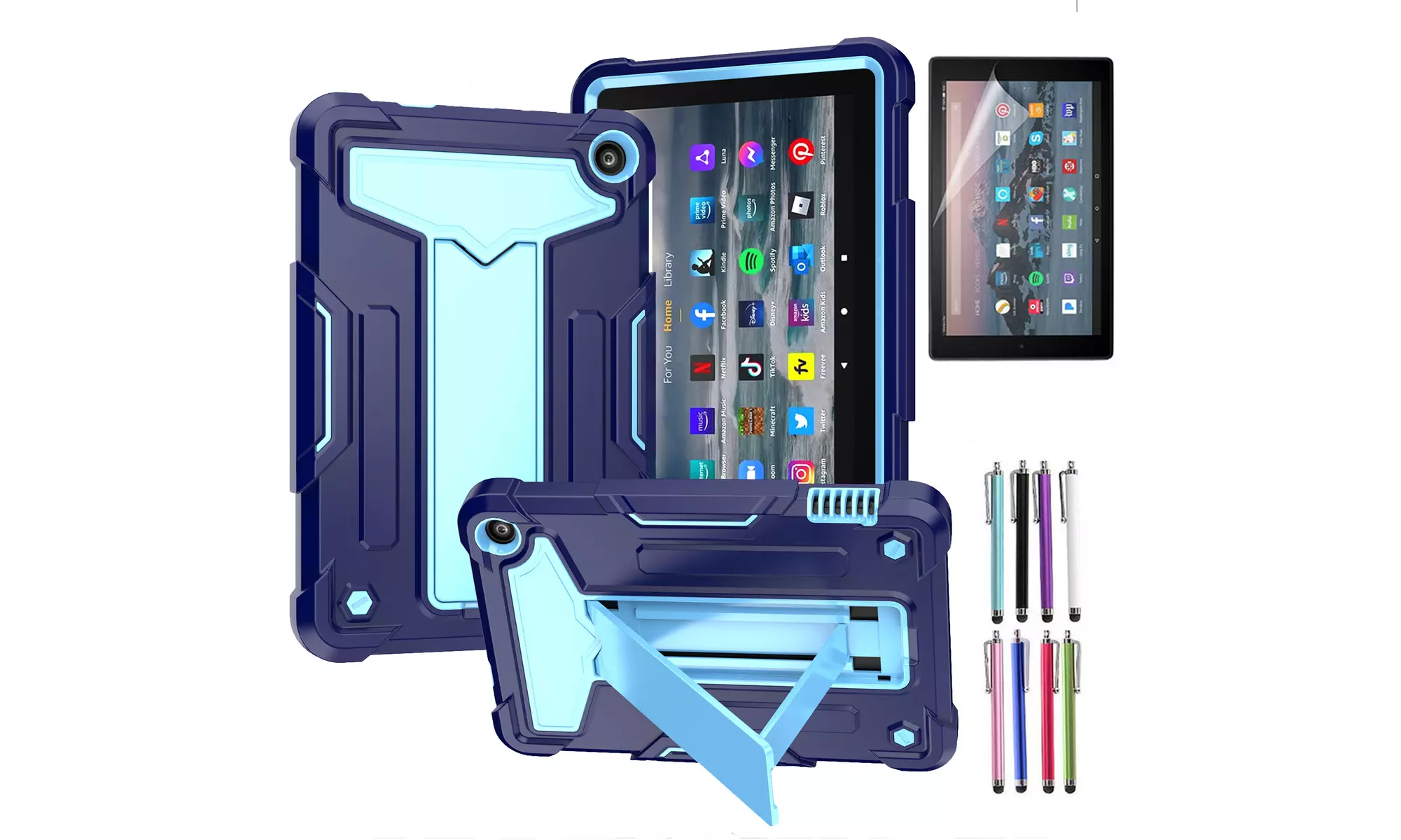 For Amazon Fire 7 12th Generation 2022 Release Shockproof Case Kickstand Cover - Primary Image
