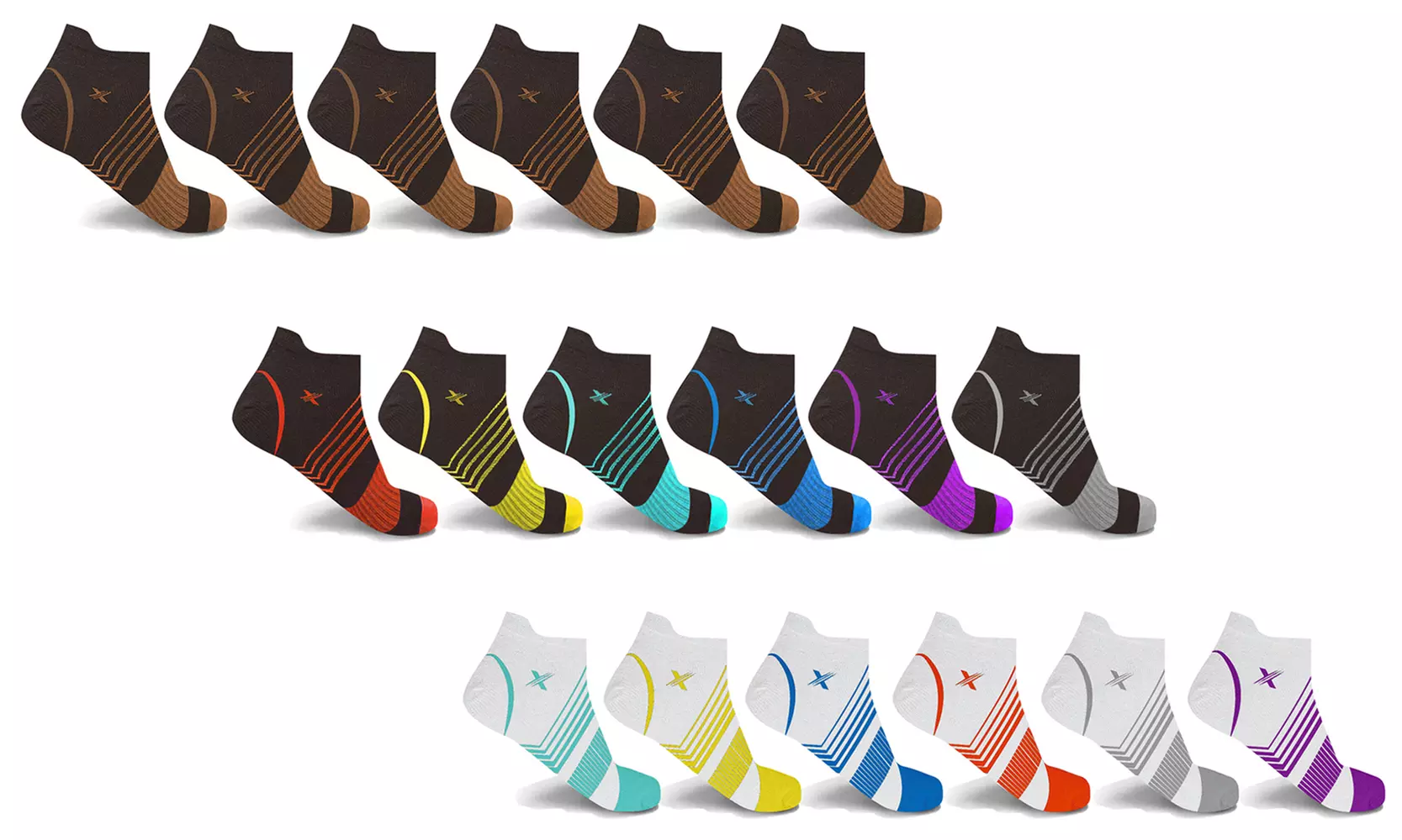 XTF Active-Performance Ankle-Length Compression Socks (6-Pairs) - Primary Image