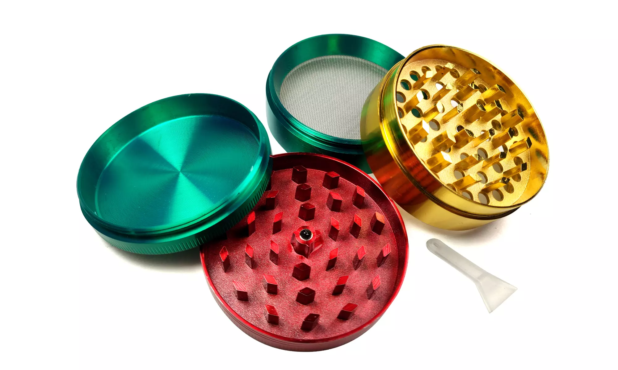 Rasta Aluminum 3 Layer Herb Grinder with Pollen screen and Scraper - Second Medium