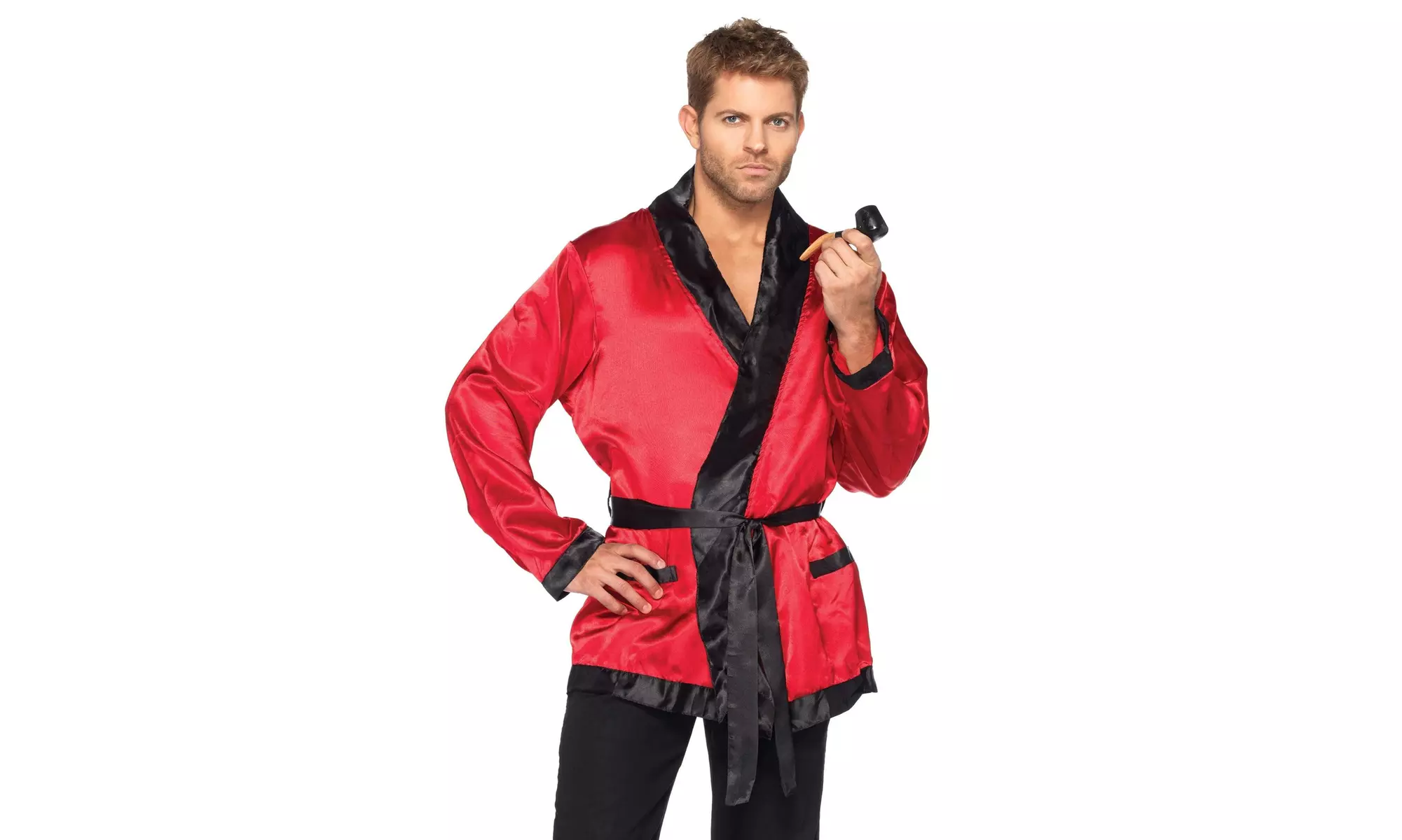 Leg Avenue Men's 2-Piece Smoking Jacket & Pipe Bachelor Costume - Primary Image