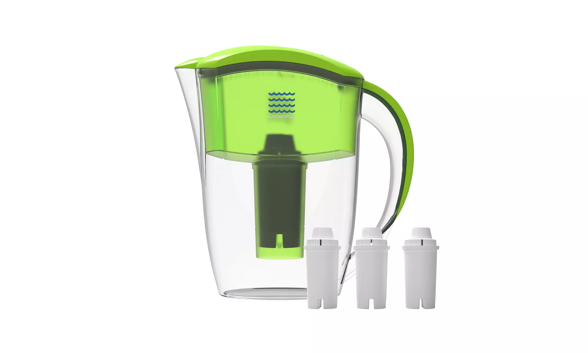 Drinkpod Alkaline Water Pitcher. 8-Stage Filter. 2.5 L Includes 3 Water Filters - Primary Image