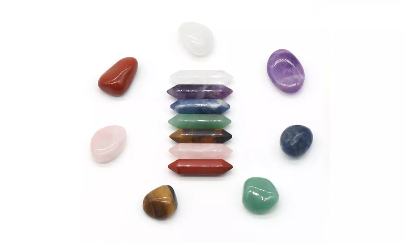 14 Pcs Set Chakra Crystals and Healing Stones Gemstones Rocks with Gift Box