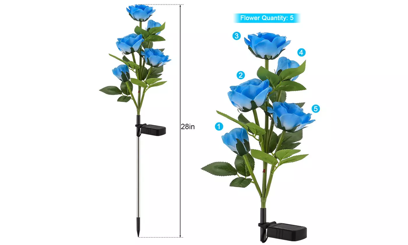 Solar Powered Waterproof Outdoor Solar Garden Stake Lights LED Rose Flowers