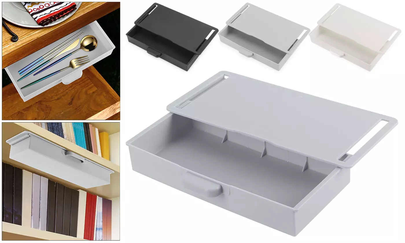 Attachable Under Desk Drawer Self-Adhesive Hidden Desktop Organizer - Primary Image