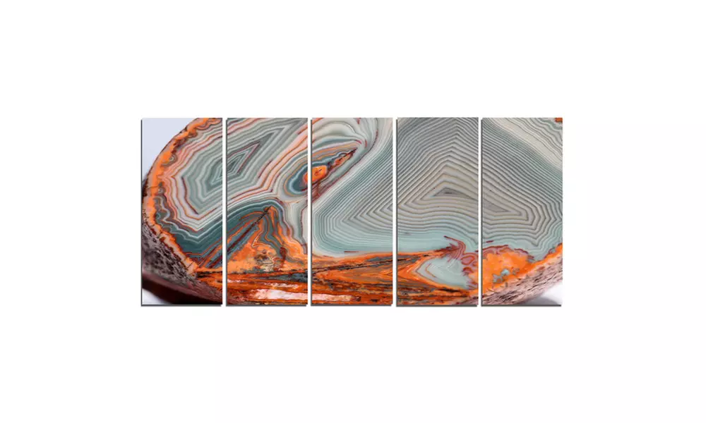 Beautiful Lake Superior Agate - Multipanel Abstract 5 Panel Metal Wall Art Sets - Second Medium