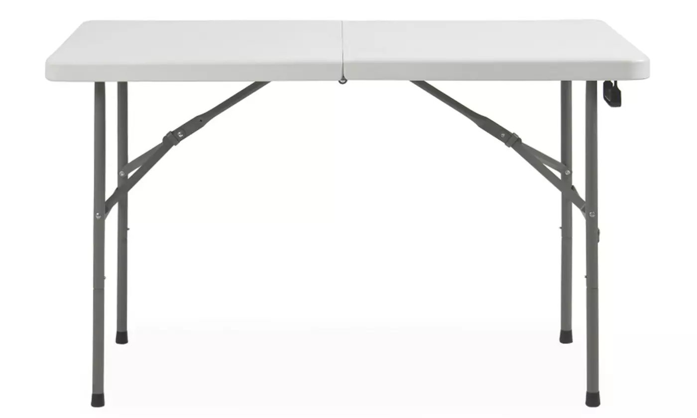 Folding Plastic Table 4ft Portable Dining Table w/ Handle, Lock Camping White - Second Medium