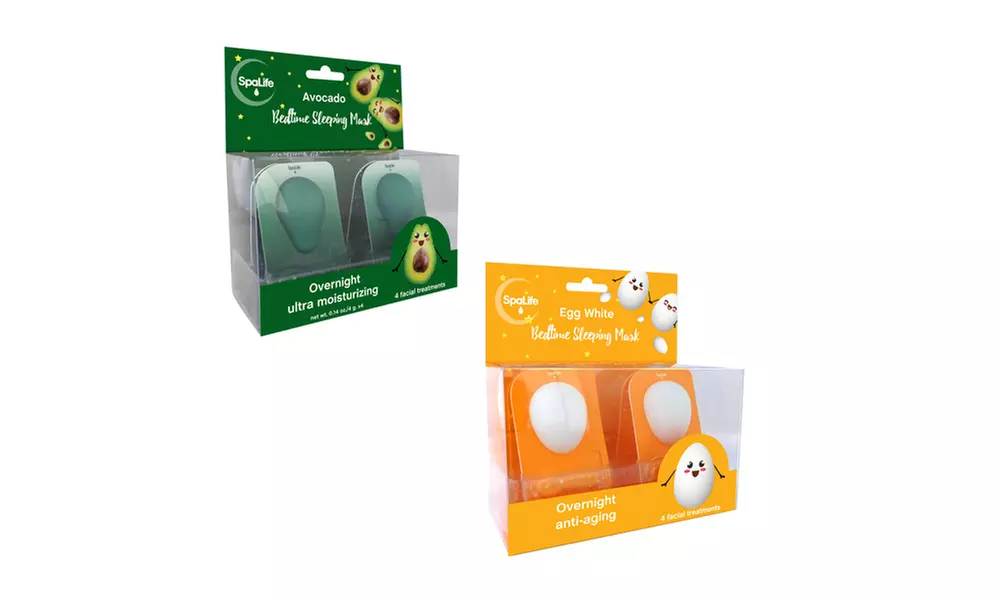 Spa Life Anti Aging Bedtime Overnight Sleeping Avocado Egg White Mask 4 pack - Primary Image
