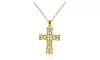 Yellow Gold Flashed Sterling Silver High Polished Filigree Cross Necklace