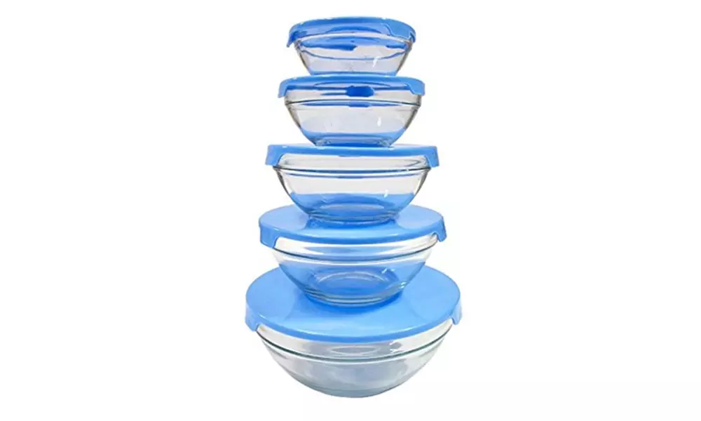 5-Piece Heavy Duty Glass Bowl Set Durable, Heat Resistant, Microwave Safe Bowls - Second Medium