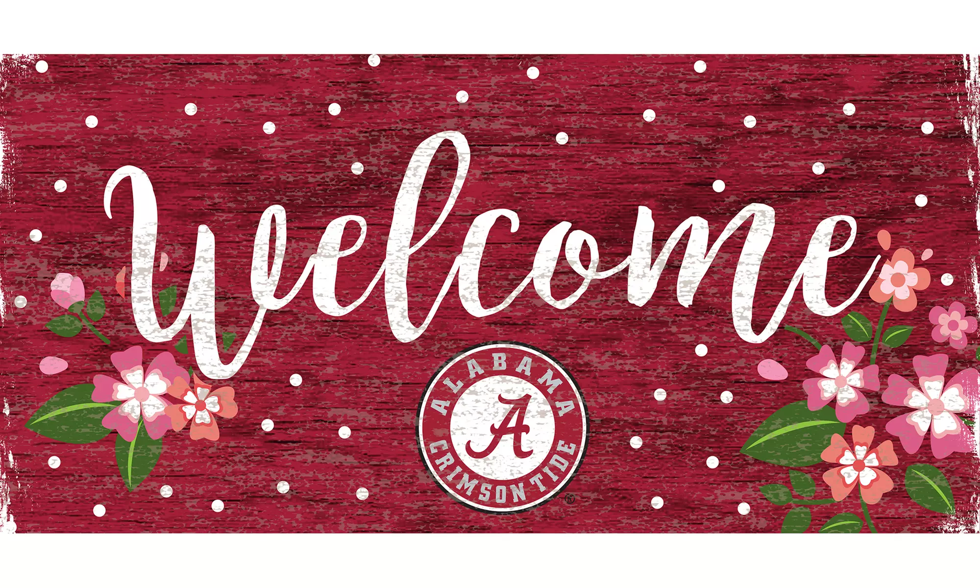 Fan Creations NCAA Welcome Floral 6"x12" Home Sign  - Primary Image
